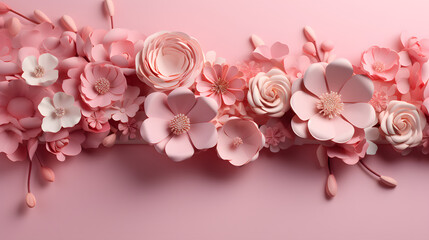 pink paper art with flowers