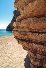 Rock on Chomi beach known as Paradise beach near Palaiokastritsa village on Corfu Island, Greece