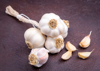 Fresh garlic on vintage table