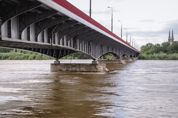 Critically high level of the Vistula River in Warsaw, Poland during 2010 Central European floods,...