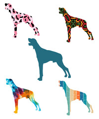 Three dog silhouettes. Computer generated vector
