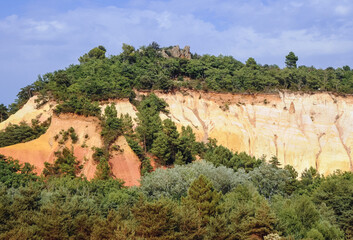 Nature park, Ochre trail called Provencal Colorado in Rustrel town, Provence in France