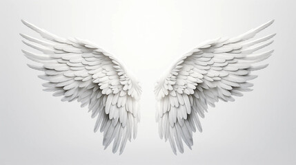 White Angel Wings Isolated Against a White Background