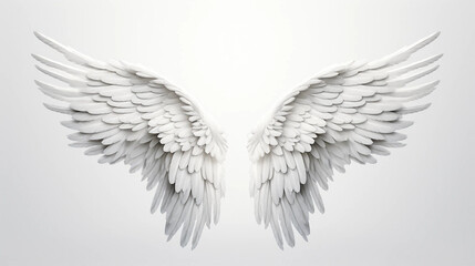 Fototapeta premium White Angel Wings Isolated Against a White Background