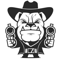 Sherif Dog face with a hat logo, mascot, symbol, vector illustration
