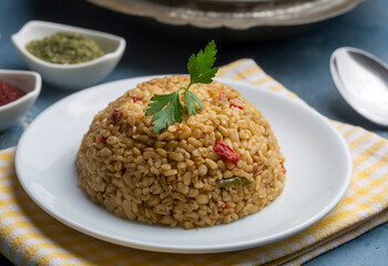 Bulgur pilaf with Firik (Turkish name; firikli bulgur pilavi)