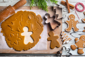 Christmas homemade gingerbread cookies, gingerbread man