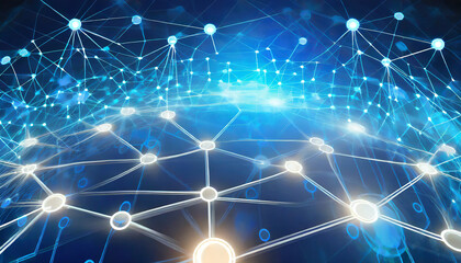 Obraz premium abstract business background, blue network connection, concept of global communication