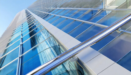 abstract business background - modern buildings with glass, stairs, handrail