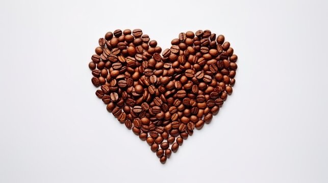 A poignant image of a large brown heart made from coffee beans, pierced by a brown arrow with red h
