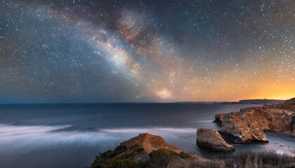 nature of the milky way over the sea; beautiful seascape