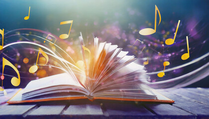 the book notes a whirlwind background abstract. the concept of music school education.