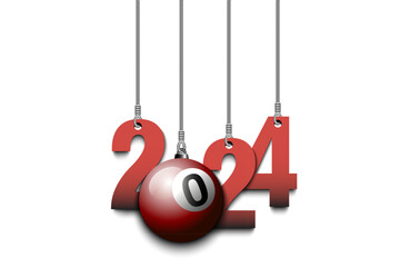 Happy New Year 2024 and billiard ball