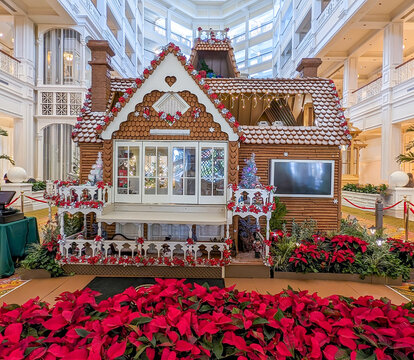 Gingerbread house on display at the Disney Grand Floridian Hotel