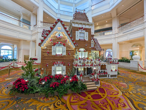 Gingerbread house on display at the Disney Grand Floridian Hotel