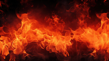 Fototapeta na wymiar Fire flames on black background. Abstract blaze fire flame texture background