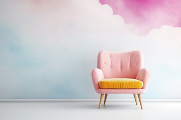 Candycore comfort: A stylish Candycore chair on a light floor, enhancing minimalism in a bright and airy setting