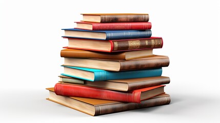 Stack of books isolated in white background