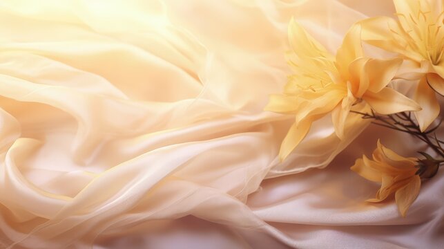 Graceful magnolia and lily banner: serene floral beauty with ample copy space, perfect for diverse creative projects and elegant designs.