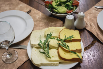 Georgian food in restaurant - variety of cheese