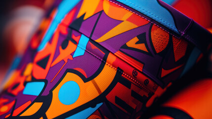Bold graffiti prints on sports shorts, merging urban art with athletic comfort for a statement look.