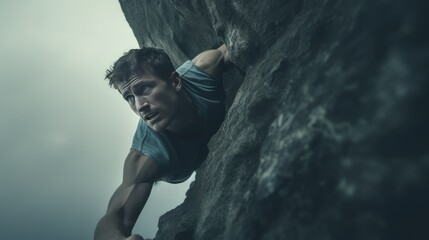 At the edge of the cliff, a climber experiences challenging moments.