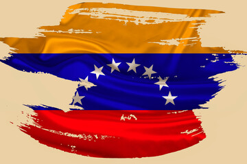 Venezuela national flag, creative grunge brushstroke flag on isolated background, concept of...
