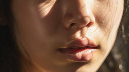 A close up of a woman's face. Generative AI.