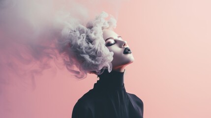 A woman with smoke coming out of her hair