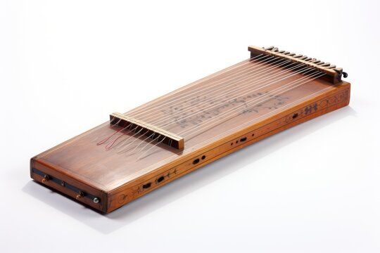 A single zither isolated on white background