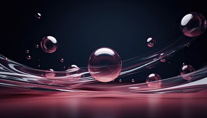 abstract background with spheres, magenta and blue with copy space