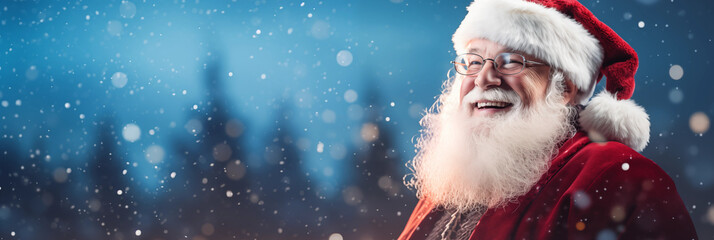 Smiling Santa Claus with copy space
