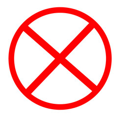 Symbol of red circle with slash indicating forbidden concept. crossed sign