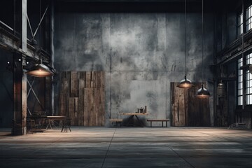 Capturing Creativity: Industrial Photography Studio with Wood and Concrete Elegance