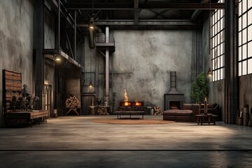Capturing Creativity: Industrial Photography Studio with Wood and Concrete Elegance