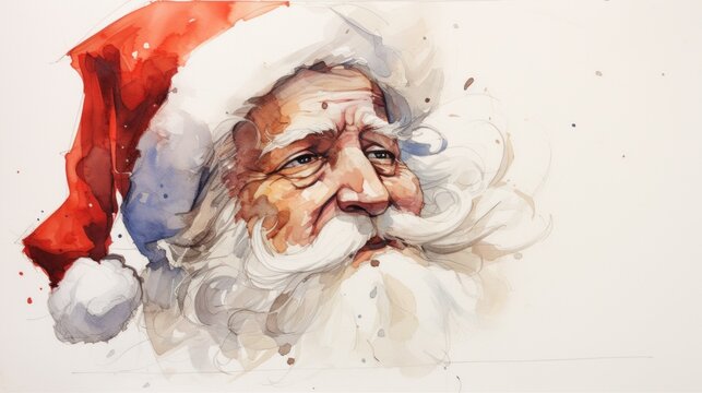 A watercolor painting of a santa claus