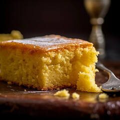 Delicious and inviting slice of cake ready to be served
