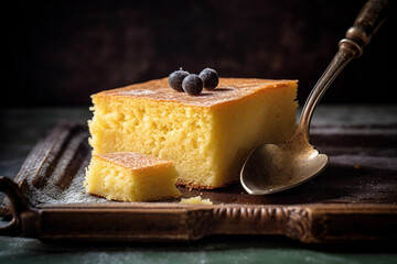 Delicious and inviting slice of cake ready to be served