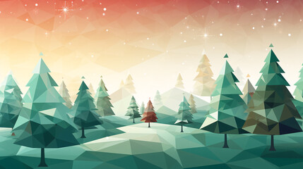 Ready to use Christmas holiday Low polygon style modern postcard, with holiday feelings, in the holiday spirit.