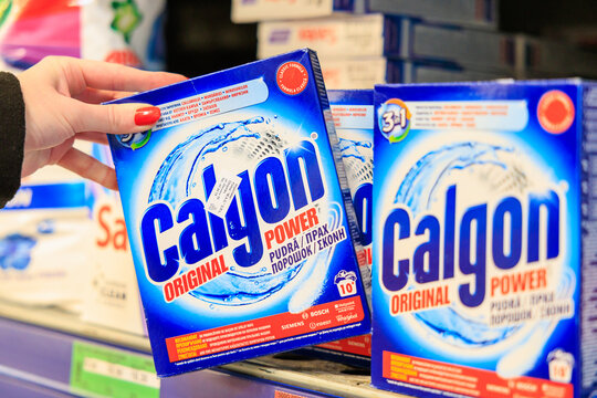 October 11, 2023 Balti, Moldova. Illustrative editorial. Product Calgon