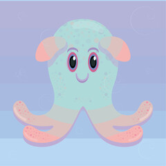 cute dumbo octopus in cartoon style