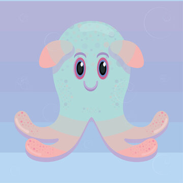 cute dumbo octopus in cartoon style