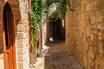 Obraz premium Narrow streets of the old city. Background with selective focus and copy space