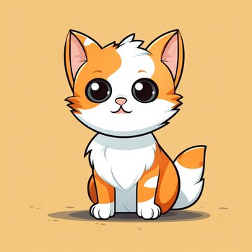 funny orange and white calico cat, cartoon style t-shirt design