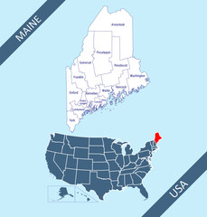 county map of maine labeled