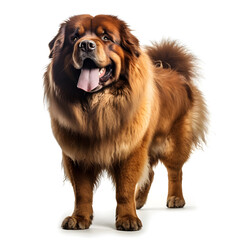 Tibetan Mastiff Dog Isolated on White Background - Generative AI