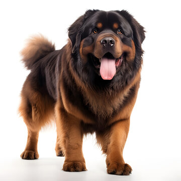 Tibetan Mastiff Dog Isolated On White Background - Generative AI