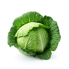Fototapeta premium Fresh green cabbage isolated on white background. AI Generative.