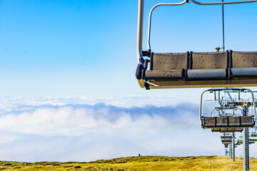 Chair lift in mountain, Serra da Estrela, Portugal