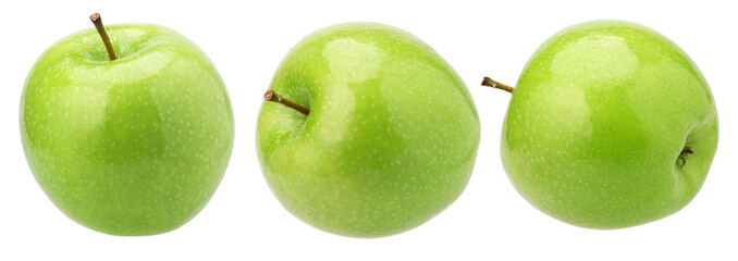 green apple isolated, fresh green apple, transparent PNG, PNG format, full depth of field